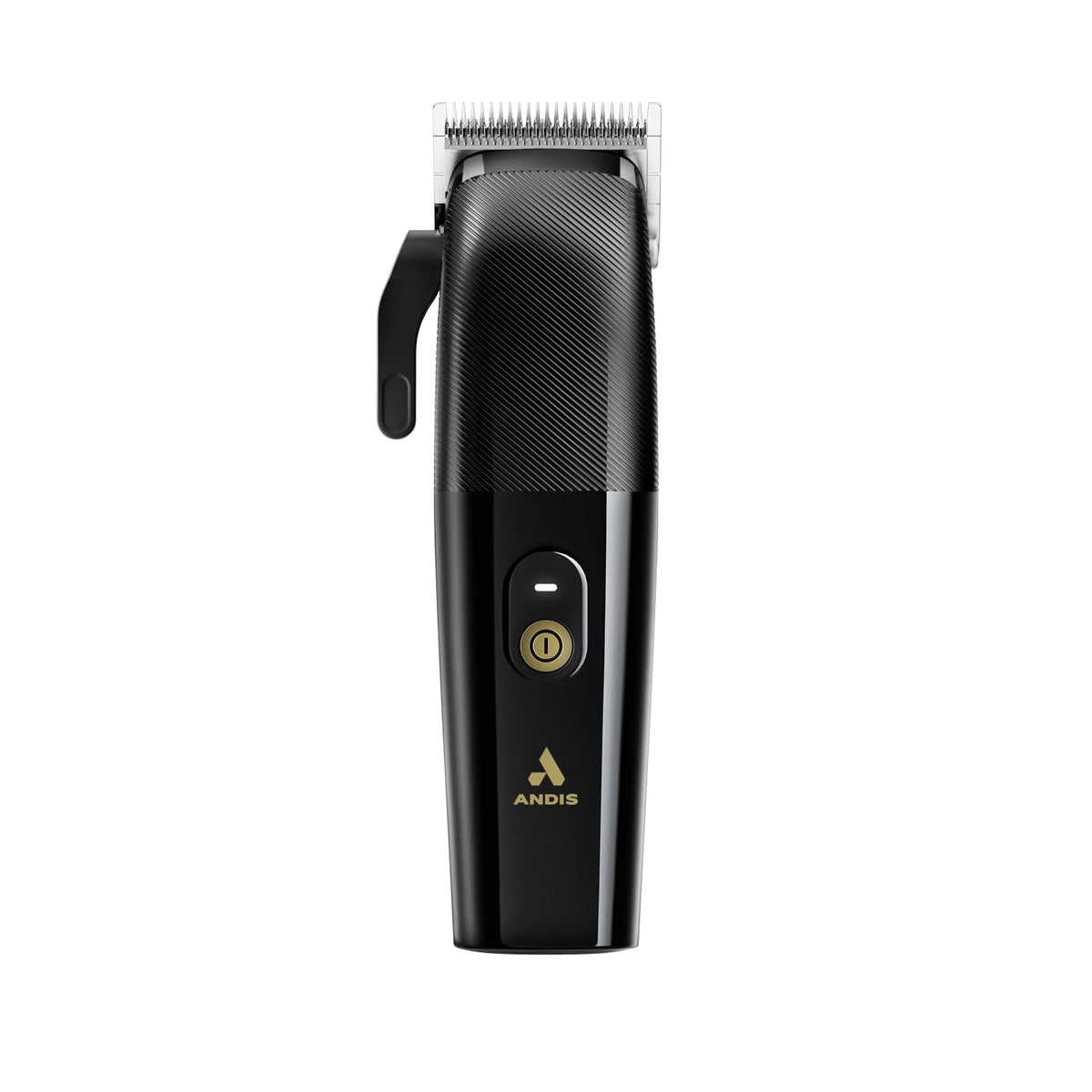 Andis Envy II cordless clipper front view in black for precise beard and hair shaping.