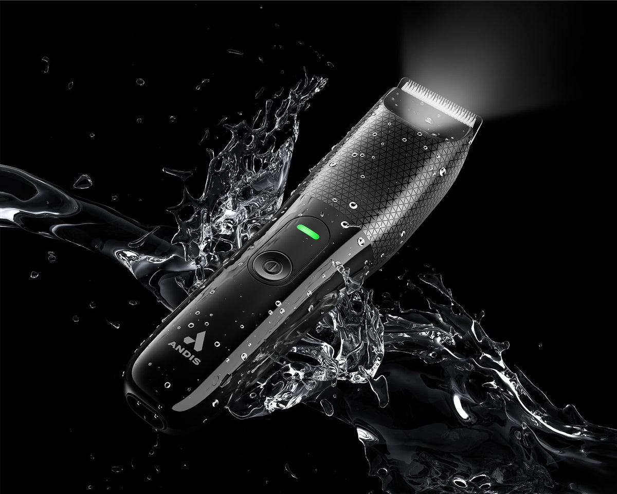 Andis Explorer wet-dry compatibility allows grooming in shower or dry