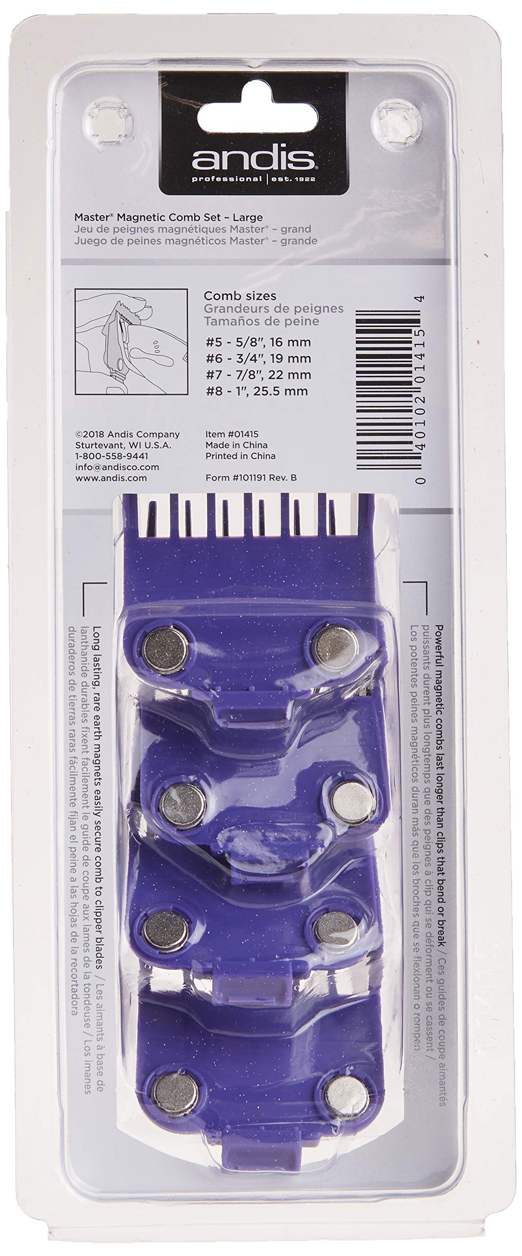 Andis 01415 combs feature durable blades for daily grooming routines