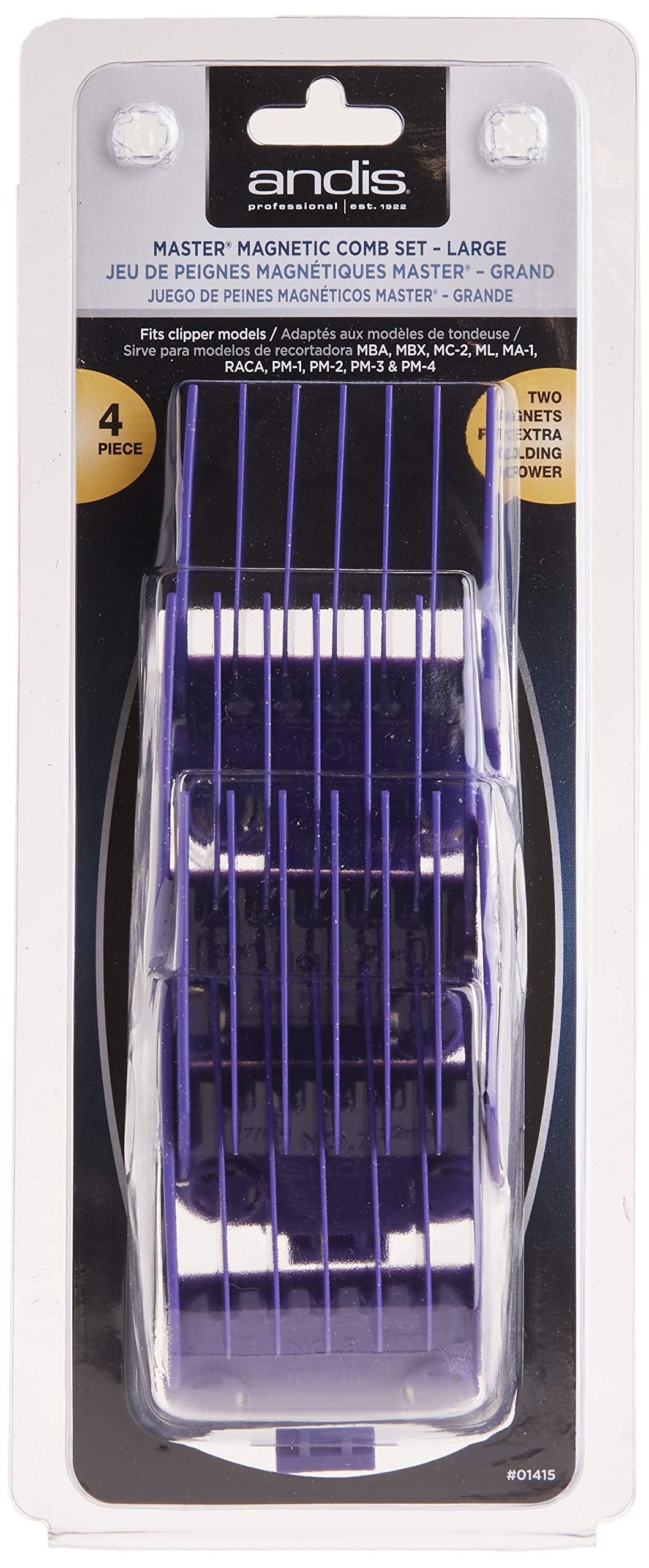 Andis Master four-comb set laid out for precise cutting and clean lines