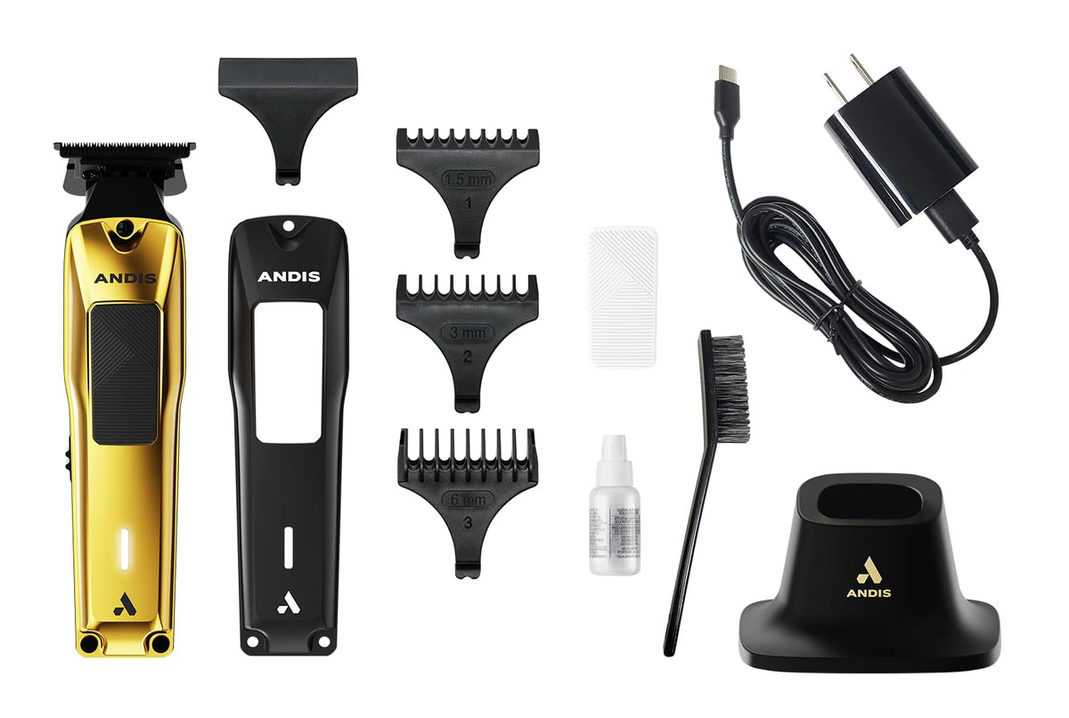 Andis Phenom Black DLC T-Blade delivering clean, sharp lines.