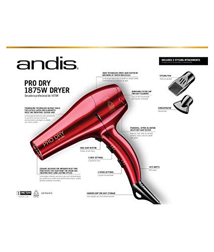 Andis Pro Dry Tourmaline Ionic Dryer removable filter cap for easy cleaning