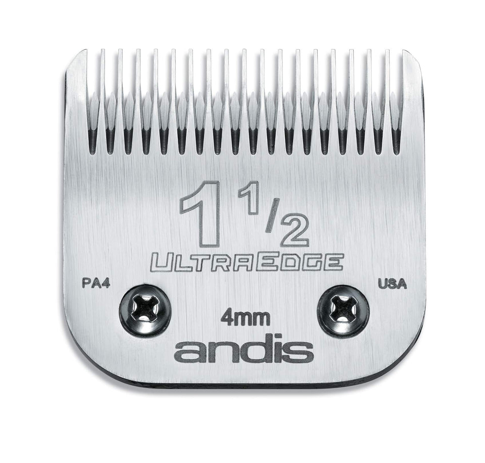 Andis Ultra Edge detachable blade with chrome finish for durable, heat-resistant cutting on all hair types.