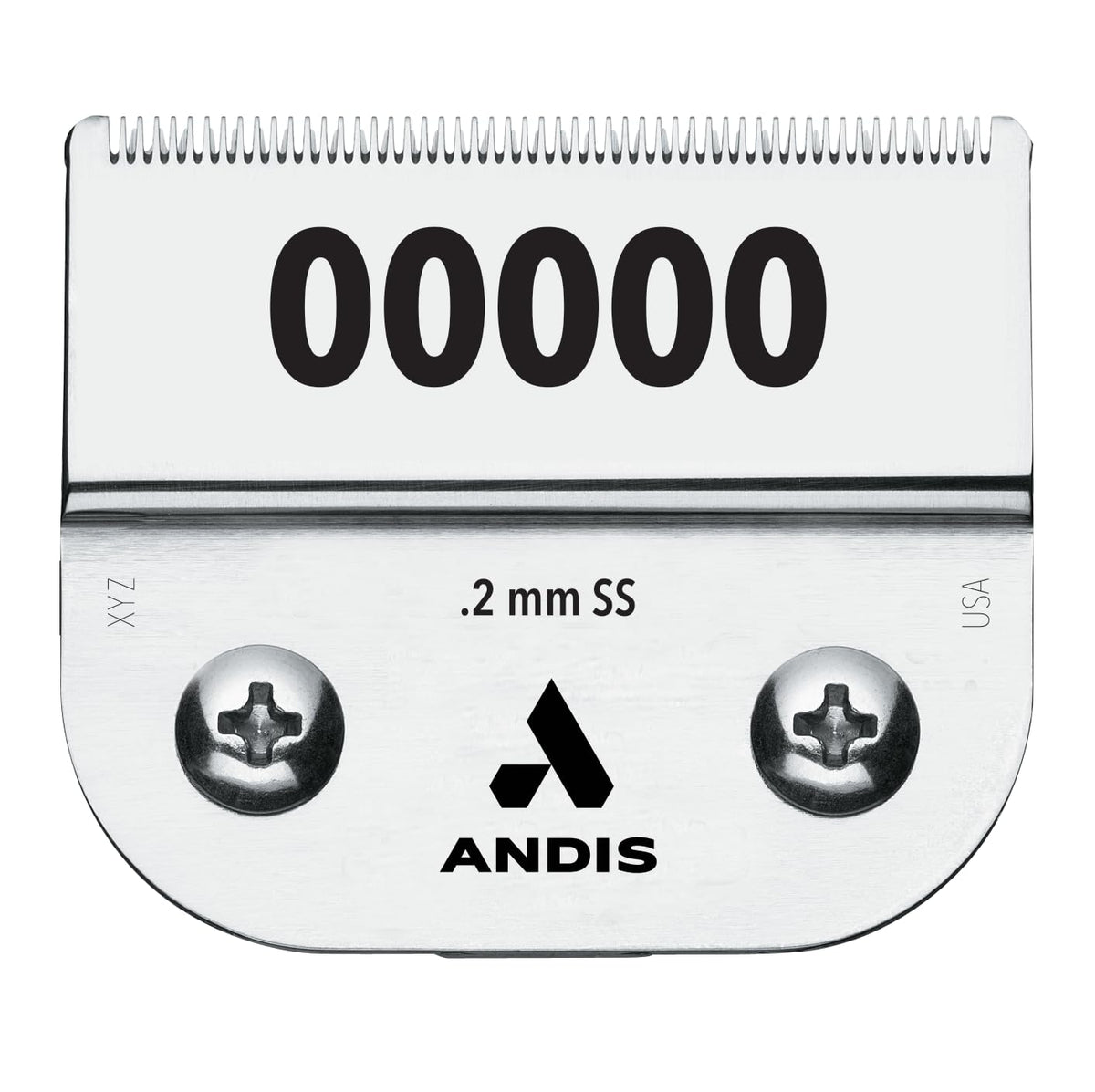 Andis Ultra Edge detachable blade in carbon steel with 0.2mm cut length for precise trimming.