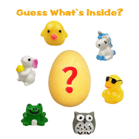 Inside each bomb, a plastic ball reveals an Easter resin toy.