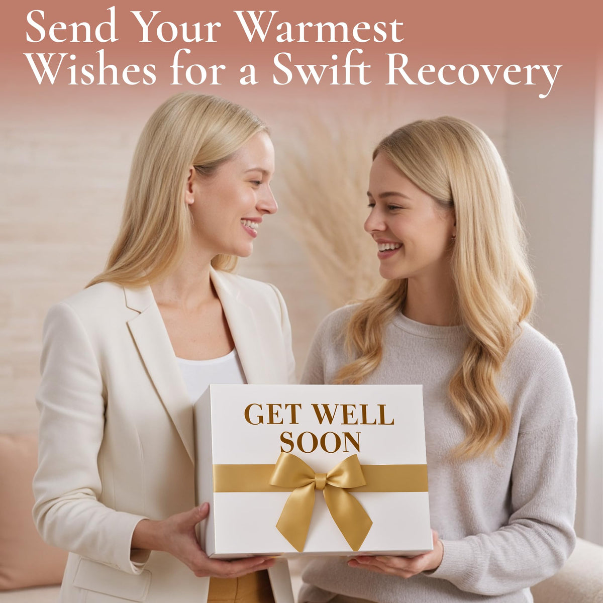 Andlane Get Well Soon Basket with artificial succulent and golden bow brightens the gift.