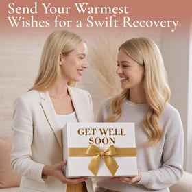 Andlane Get Well Soon Basket with artificial succulent and golden bow brightens the gift.