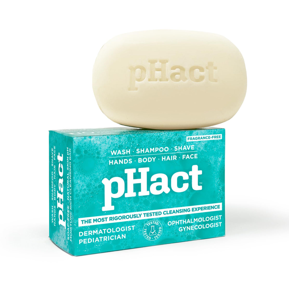 ANDREW LESSMAN pHact bar with foamy lather for gentle cleansing.