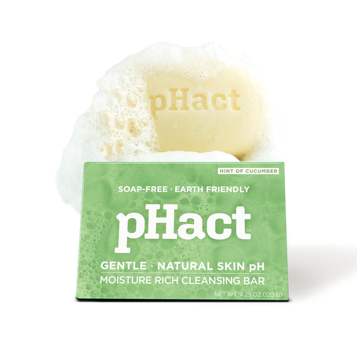 ANDREW LESSMAN pHact cucumber bar pack front view highlights soap-free cleansing for the family.