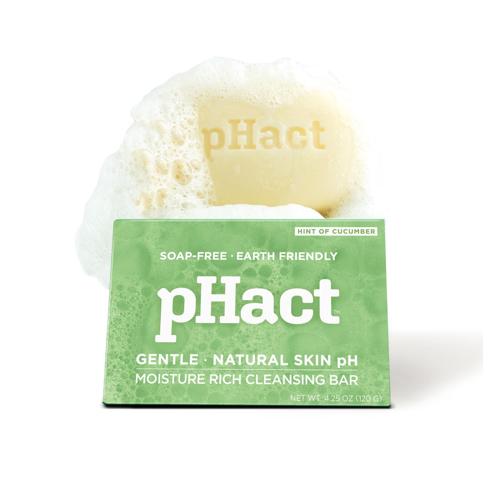 ANDREW LESSMAN pHact cucumber bar pack front view highlights soap-free cleansing for the family.