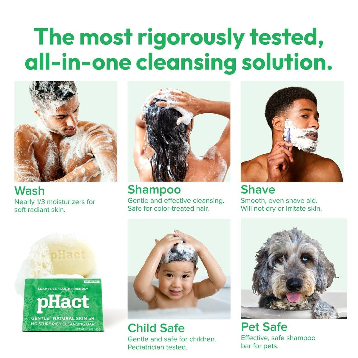 Andrew Lessman pHact mint bar pediatric-tested, suitable for sensitive skin and kids