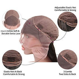Andria glueless lace wig with adjustable straps and three combs for secure wear