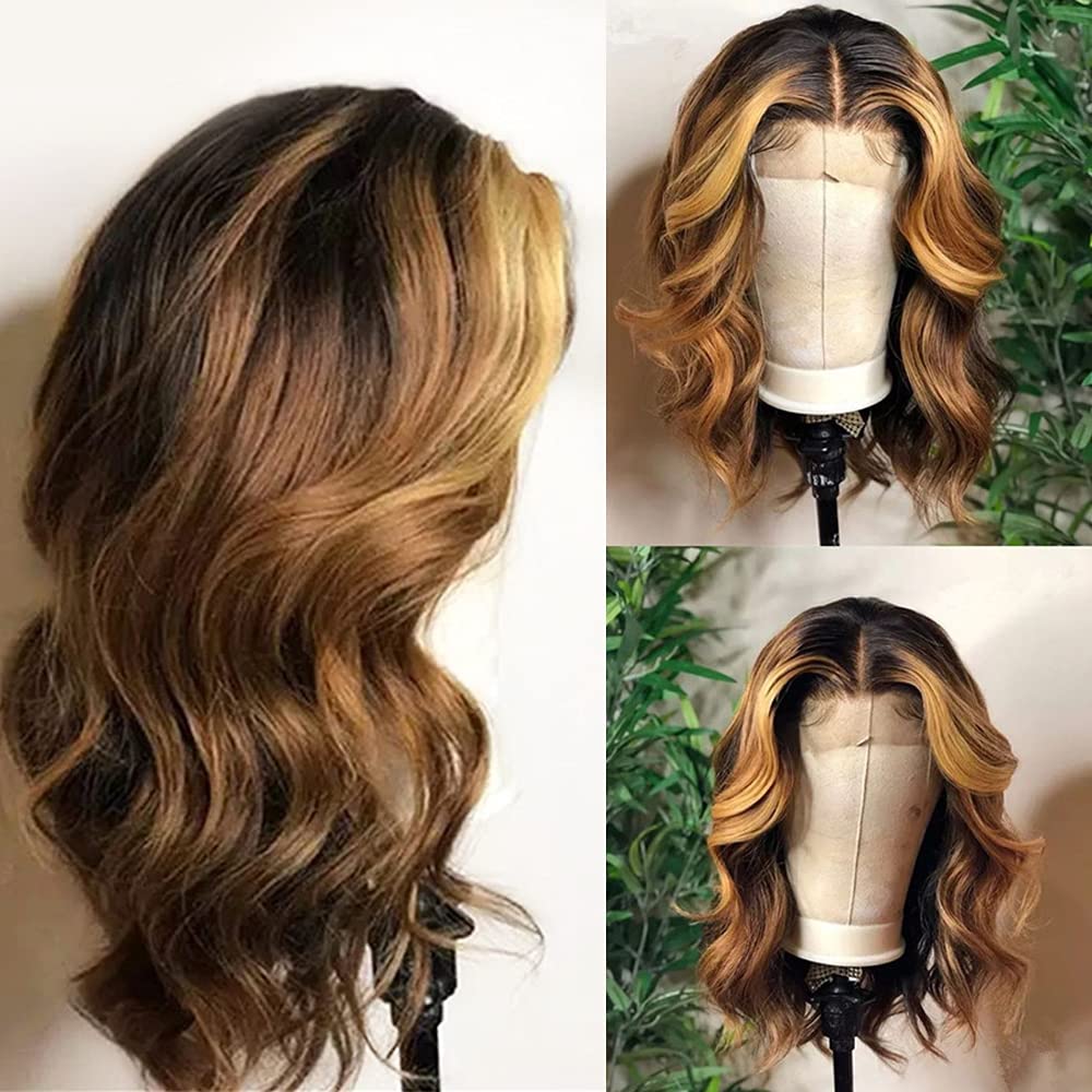 Andria short lace wig with ombre highlights and baby hairs for a seamless hairline