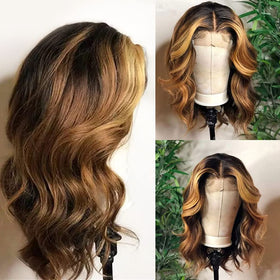 Andria short lace wig with ombre highlights and baby hairs for a seamless hairline