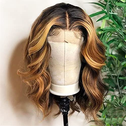 Andria 13x4 lace front wig with ombre brown highlights and 16-inch length for natural movement