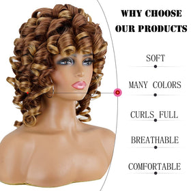 Andromeda curly wig with bangs offers face-framing style for daily wear