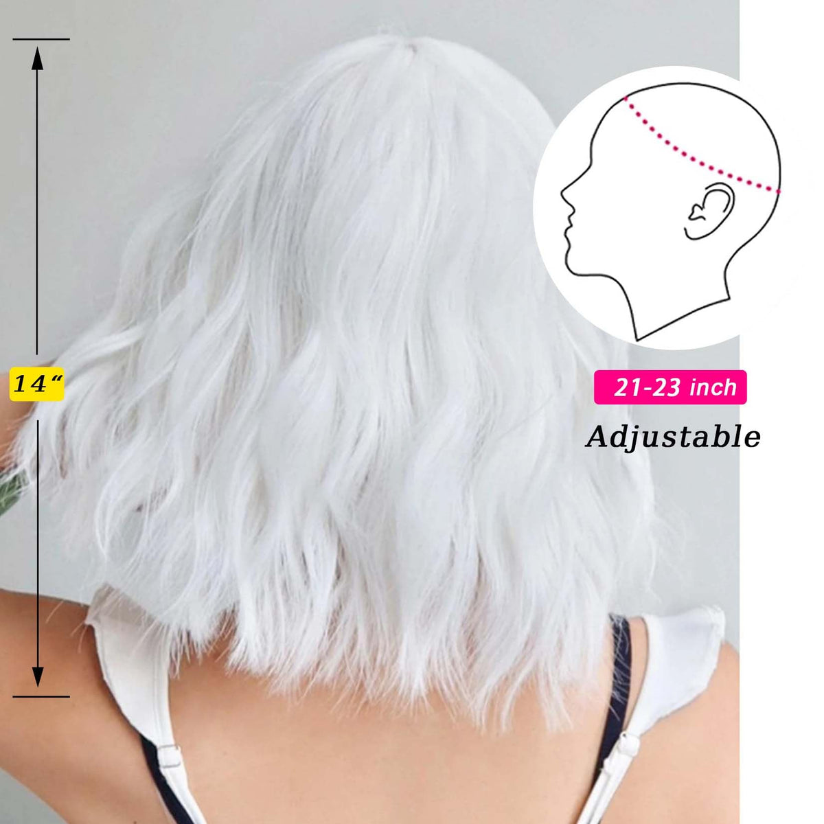 Andromeda White Wavy Bob model wear demonstrates versatile styling for cosplay.
