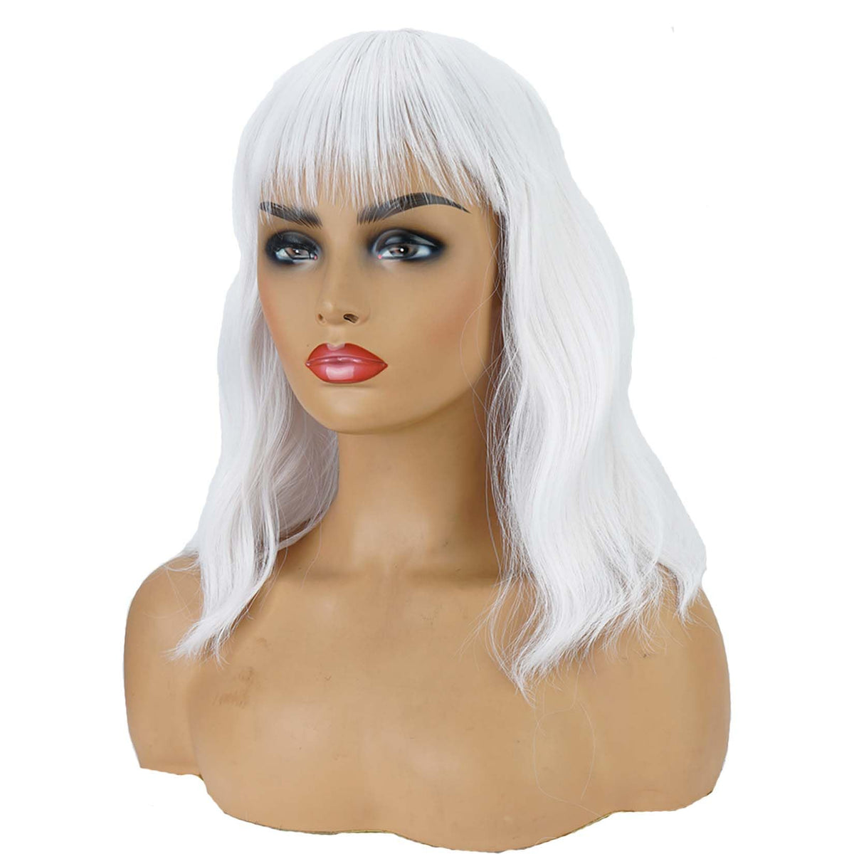 Andromeda White Wavy Bob side view highlighting comfortable fit for daily wear.
