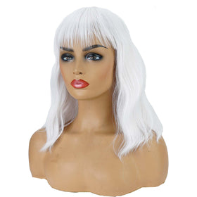 Andromeda White Wavy Bob side view highlighting comfortable fit for daily wear.