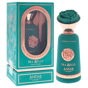 Glass flacon of Anfar Ma Belle with refined styling and clarity.