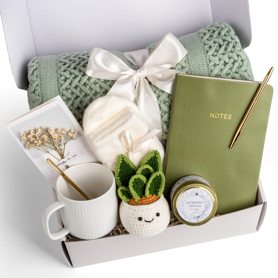 Anforsun Sage Green gift basket front view, ideal for birthday or thank you gifts.