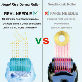 Angel Kiss derma roller with 0.3mm facial needles for gentle sessions.