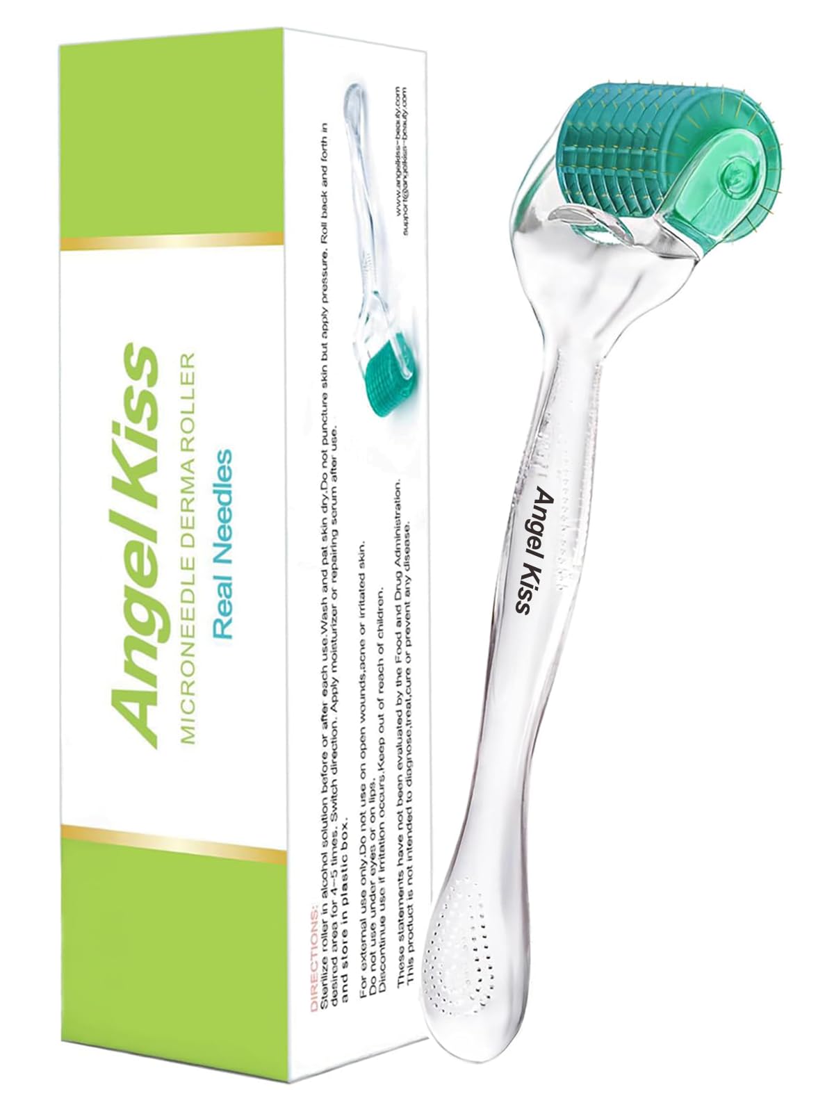 Angel Kiss derma roller close-up with 192 titanium needles for precise micro-needling.
