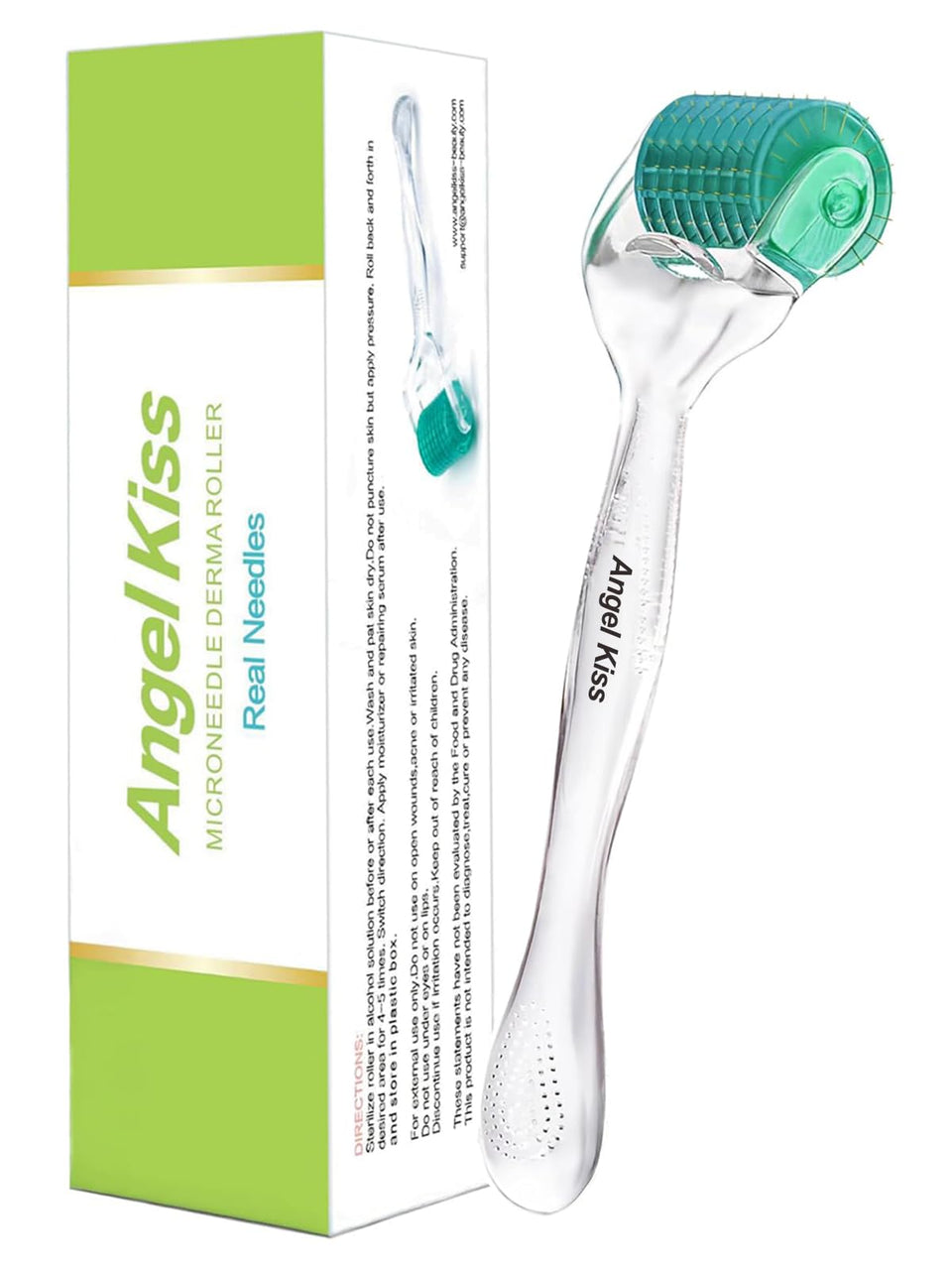 Angel Kiss derma roller close-up with 192 titanium needles for precise micro-needling.