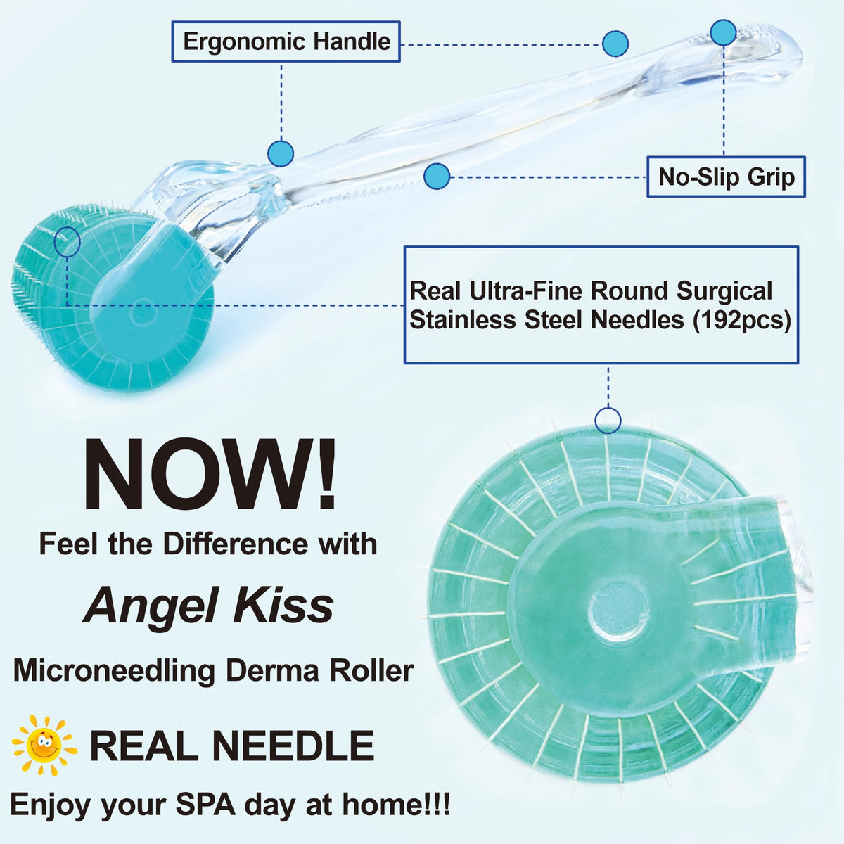 Angel Kiss Derma Roller features durable stainless steel needles
