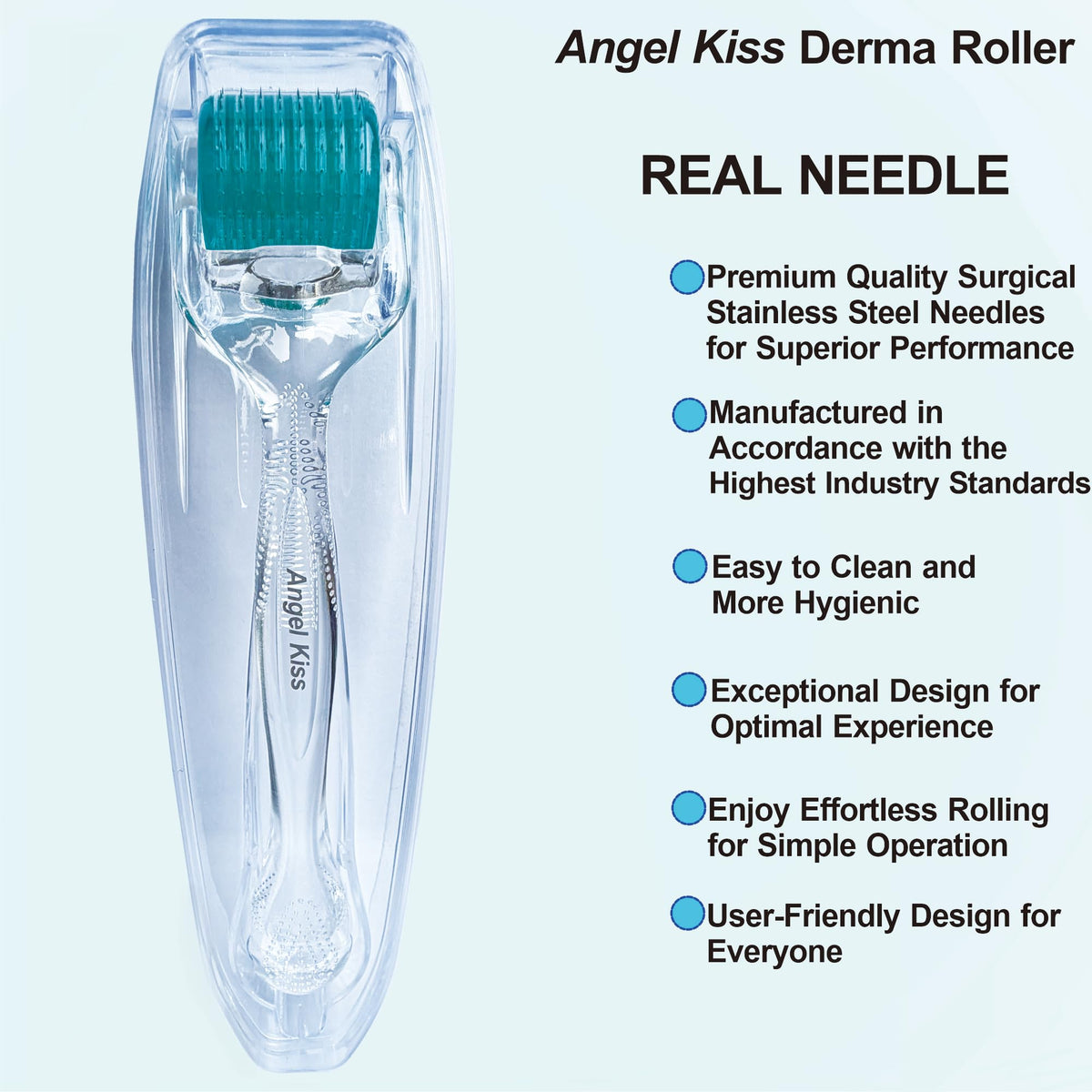Angel Kiss Derma Roller shown with hair oil applicator option