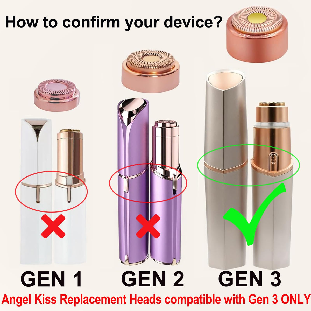 Angel Kiss Gen 3 replacement head 360° coverage for contour-friendly grooming