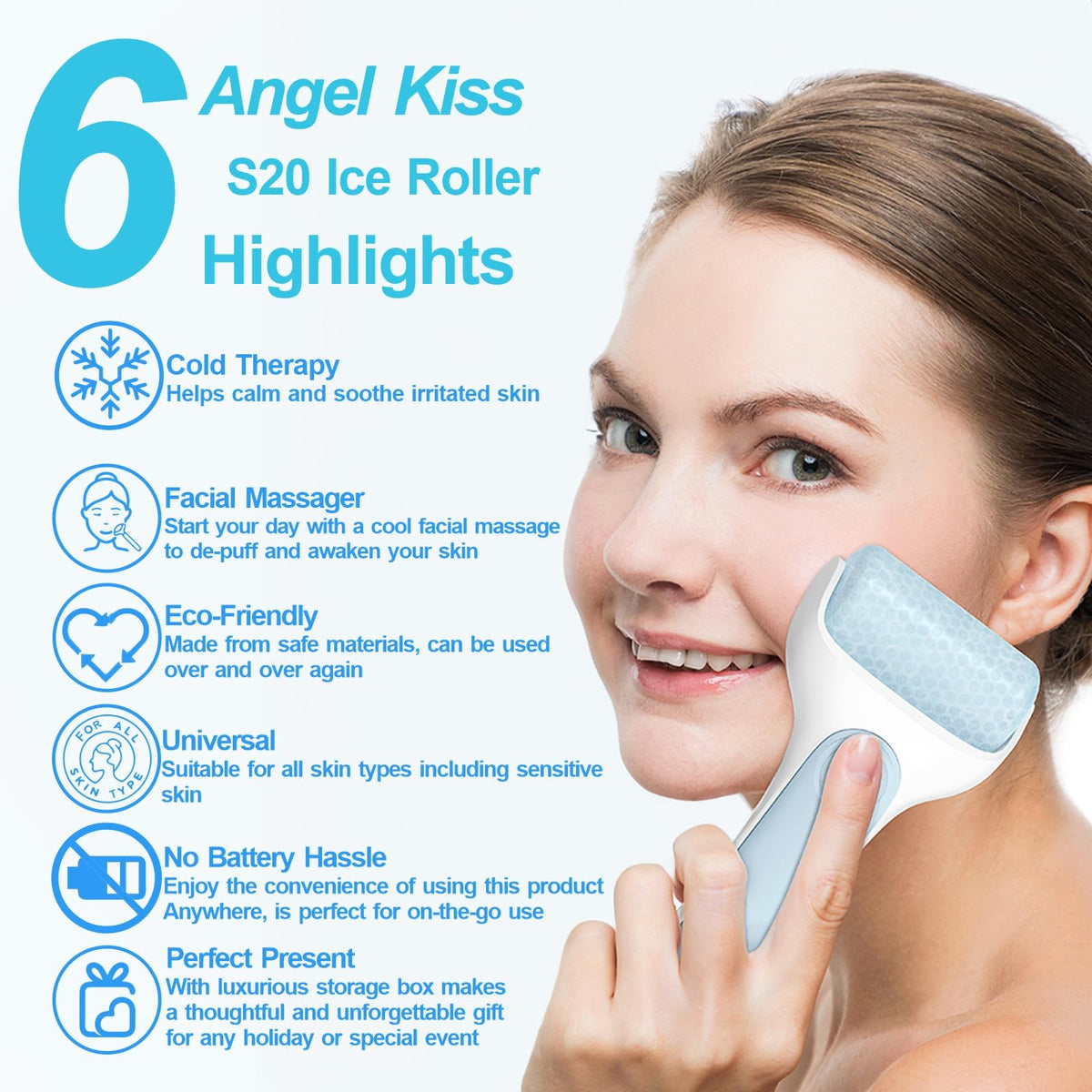 Angel Kiss Ice Roller aids pore care for a more even complexion.