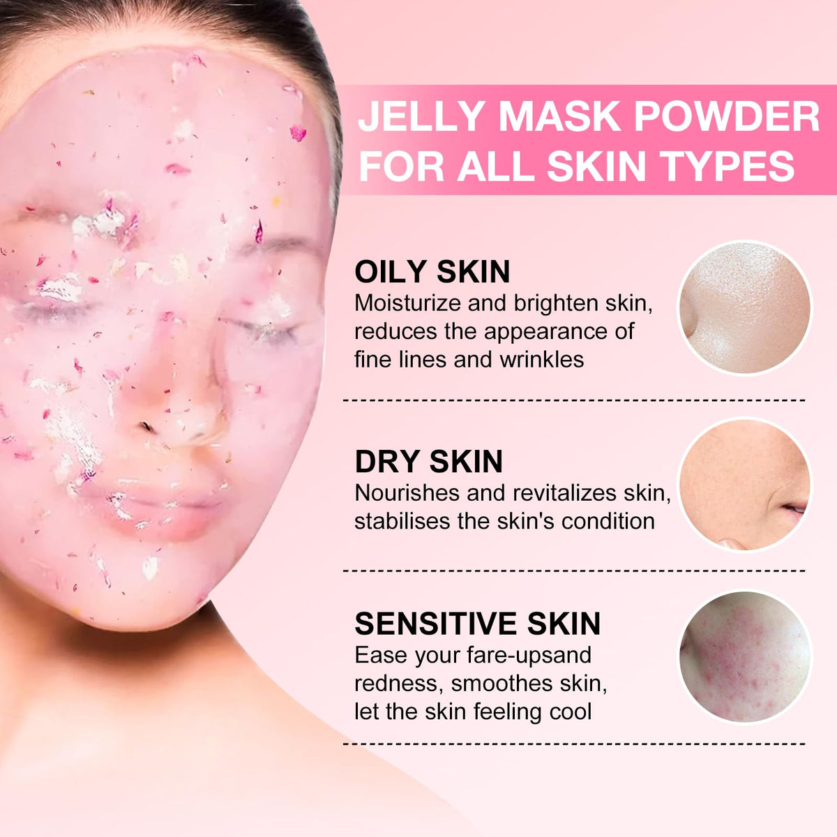 Angeland Jelly Mask applied to the face for smooth, hydrated skin