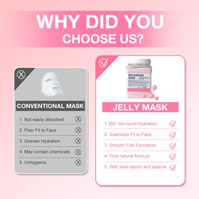 Angeland Jelly Mask on the face with rose and hyaluronic ingredients