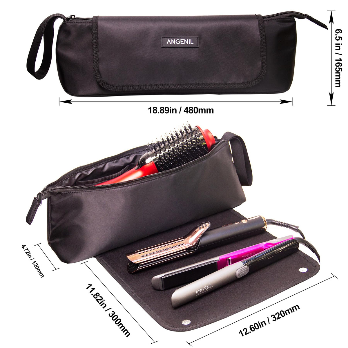 ANGENIL travel bag includes cosmetics storage for a compact kit.