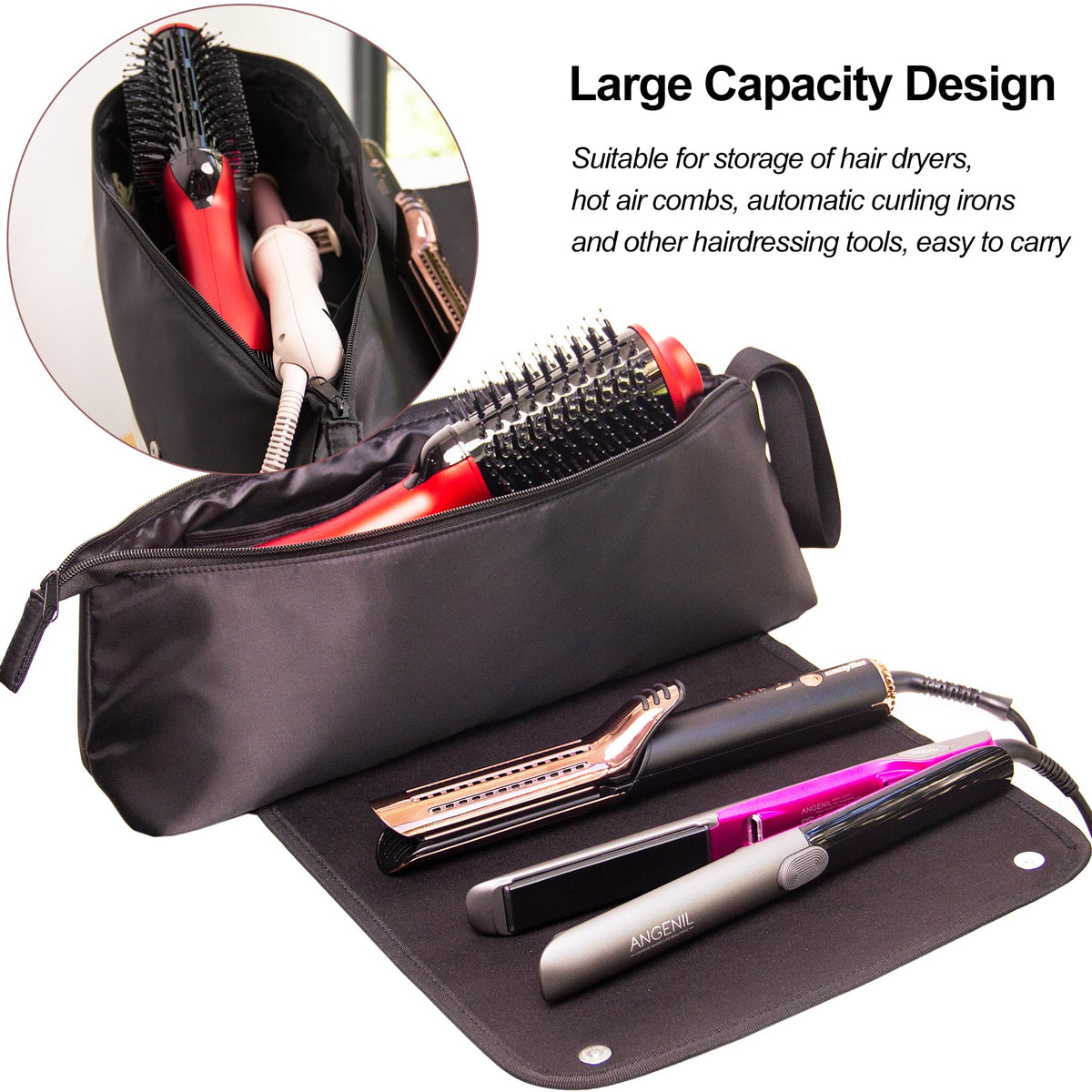 ANGENIL travel bag features smooth zippers and magnetic buckles for secure access.
