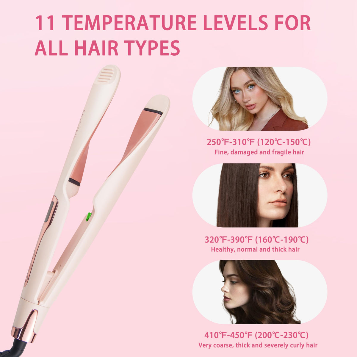 ANGENIL Pro negative ion emission pink helps minimize frizz and boost shine