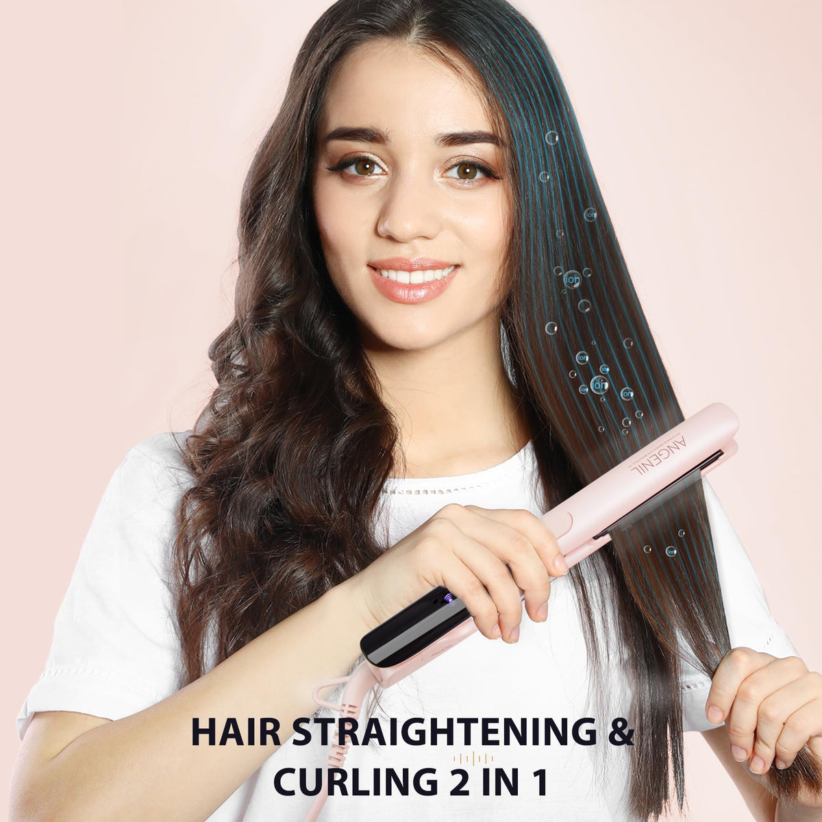 ANGENIL Pro 2-in-1 iron for straightening and curling versatility