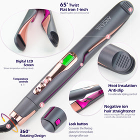 ANGENIL Pro Twist LCD display shows 11 temperature settings for all hair types.