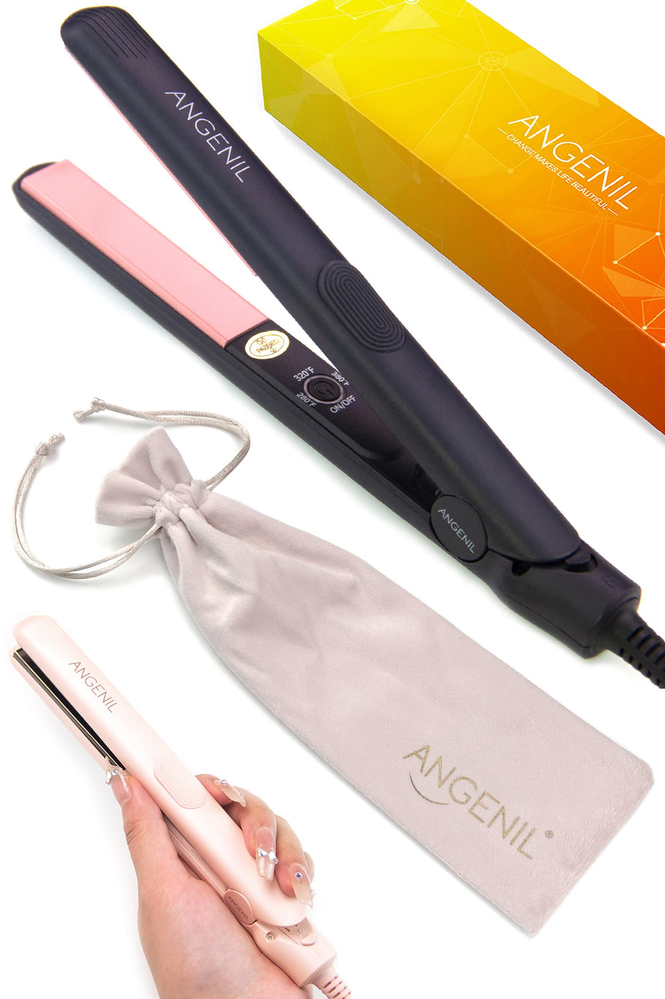 Angenil Ultra Mini Hair Straightener with 3D plates for smooth, frizz-free short hair.