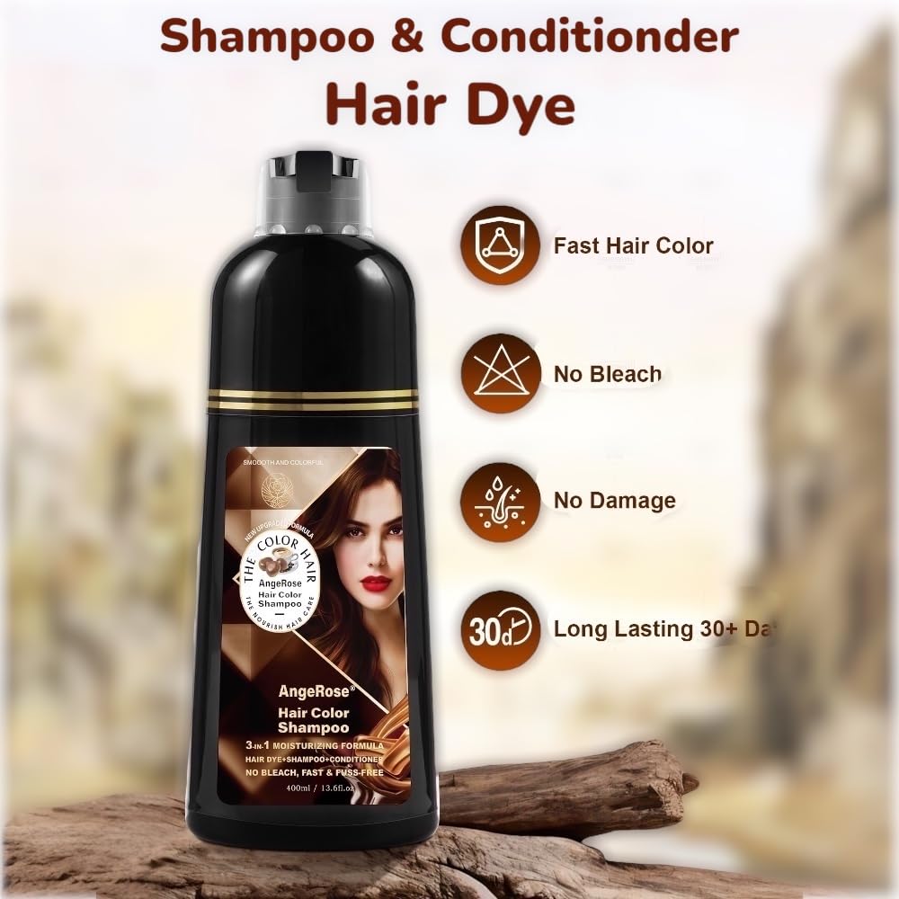 Angerose Purple Hair Dye Shampoo application with gloves for mess-free, controlled color.