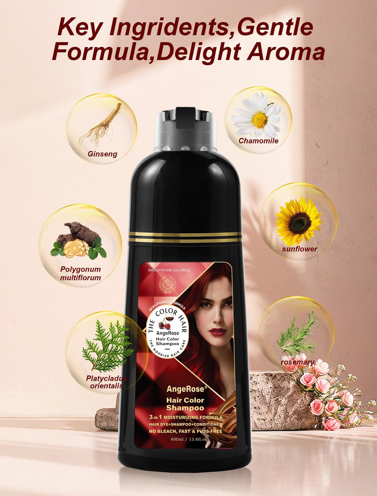 AngeRose application scene demonstrates quick 15-minute root touch-up at home.