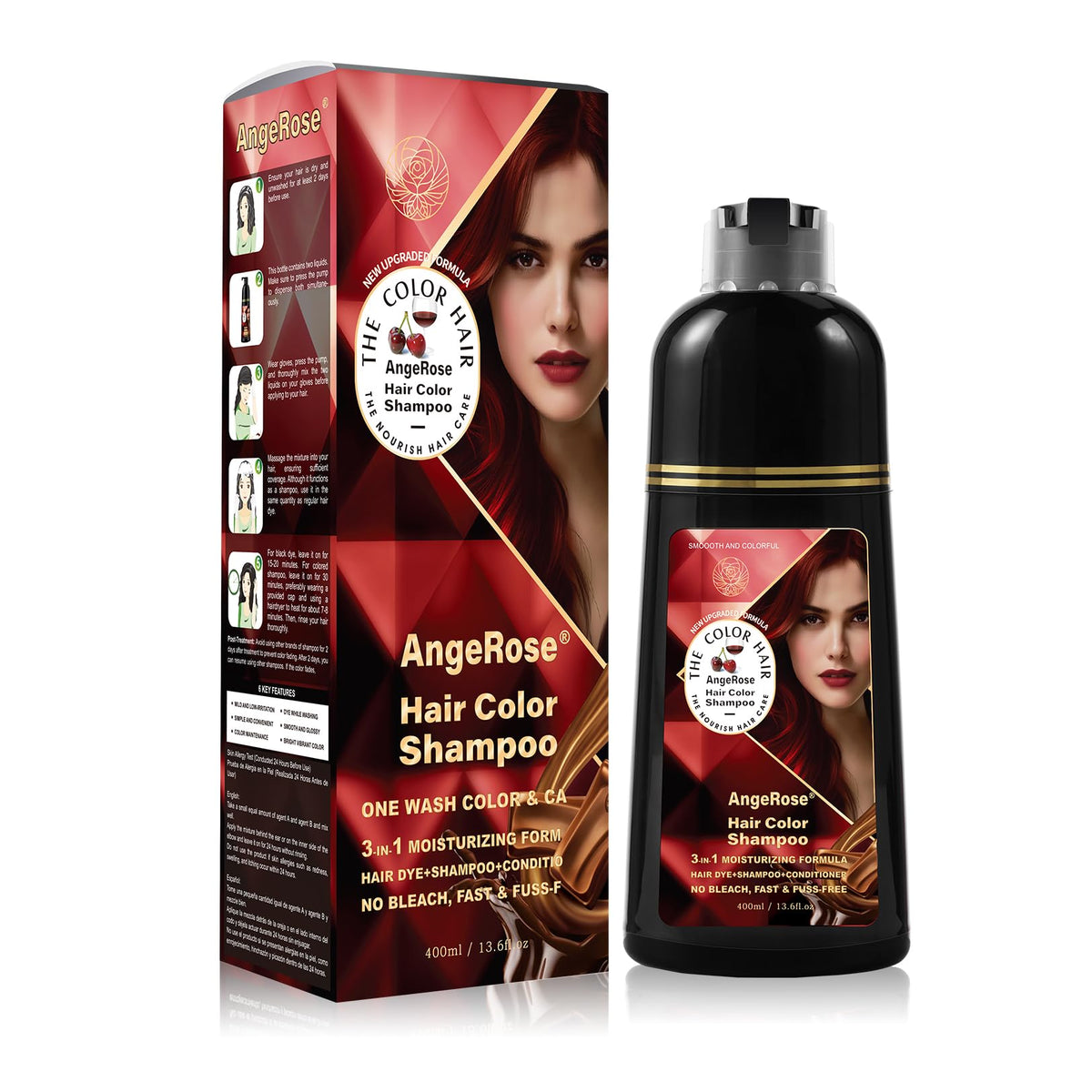 AngeRose results show smooth, shiny hair after a single wash.