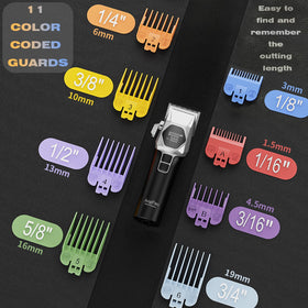 AngFan eight guards support beard shaping and precise buzz cuts.