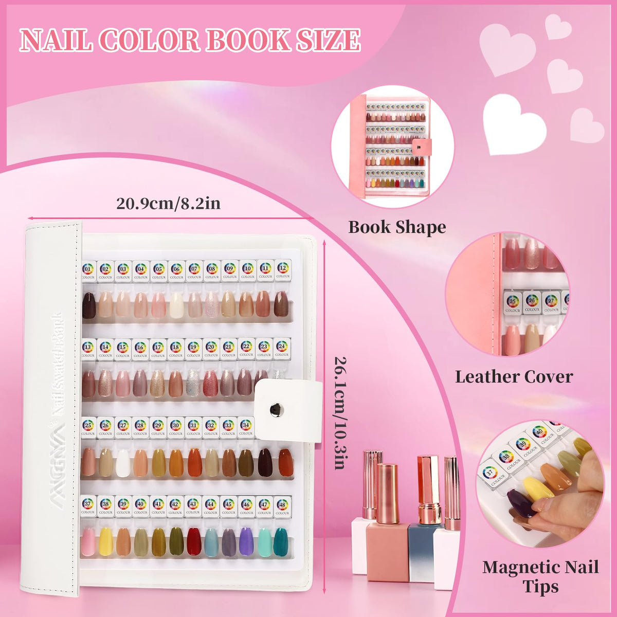 ANGNYA magnetic dots display highlights 144 swatch tips for fast previews.