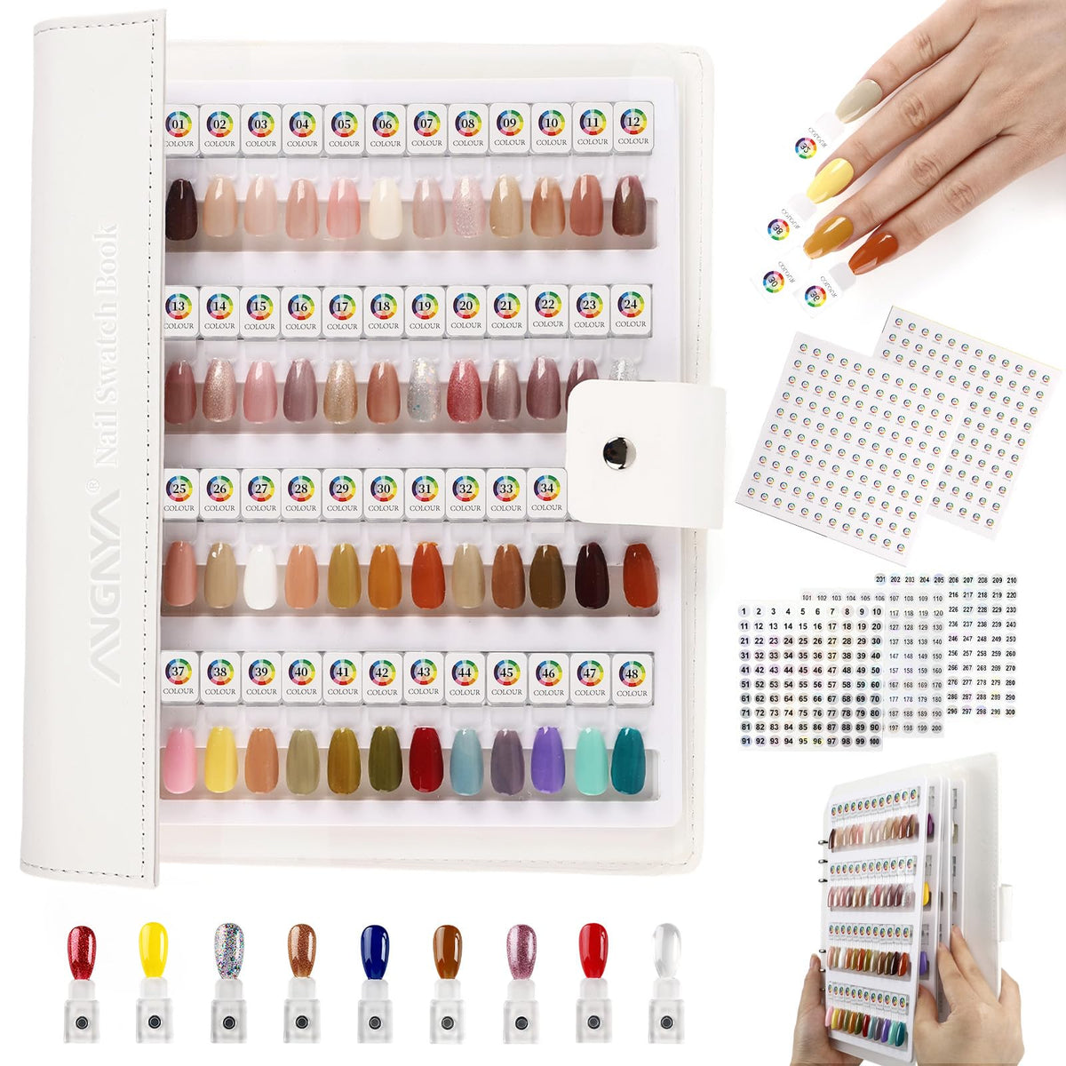 ANGNYA Magnetic Nail Swatch Book cover with leatherette finish for a professional color catalog.