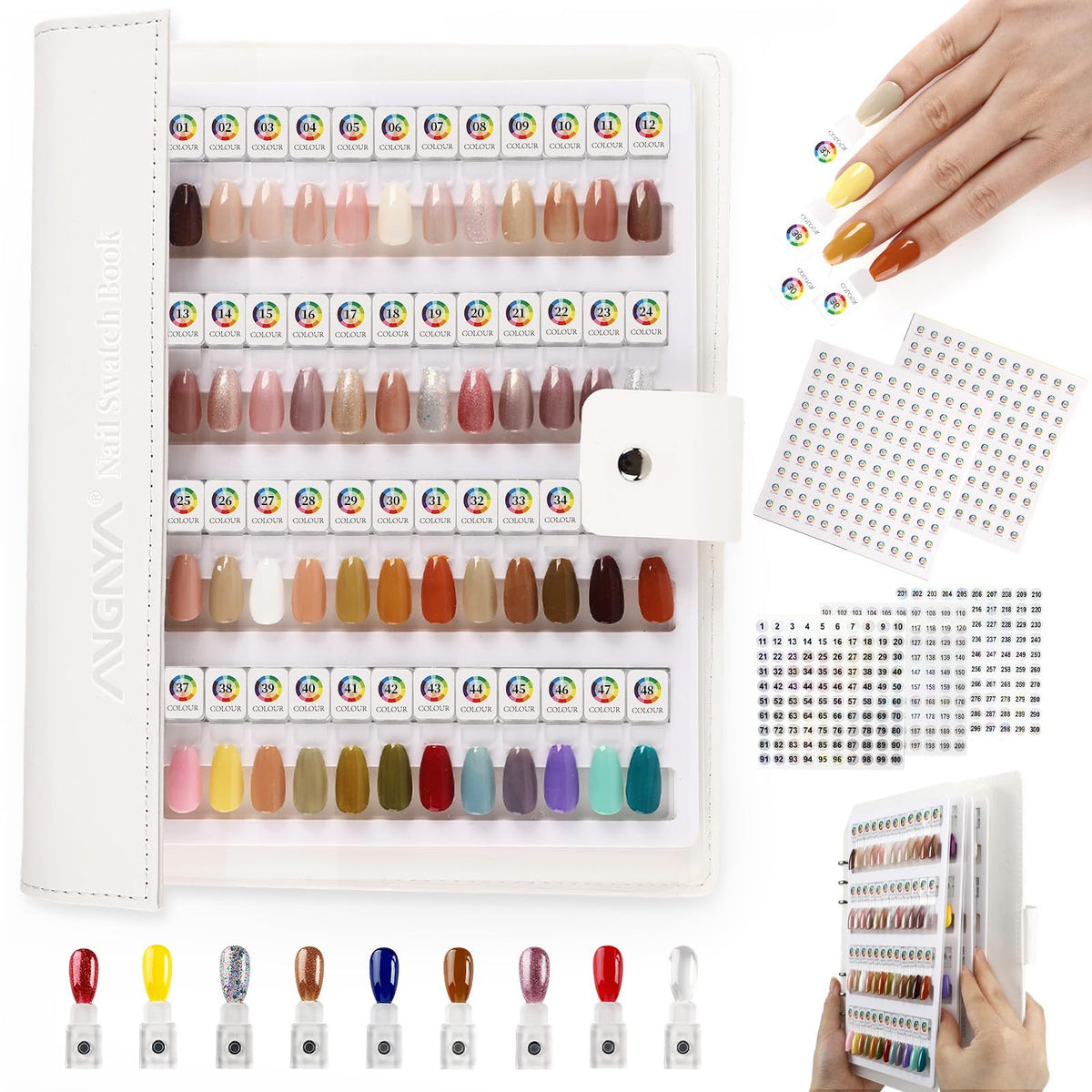 ANGNYA magnetic nail swatch book cover for organized color previews.