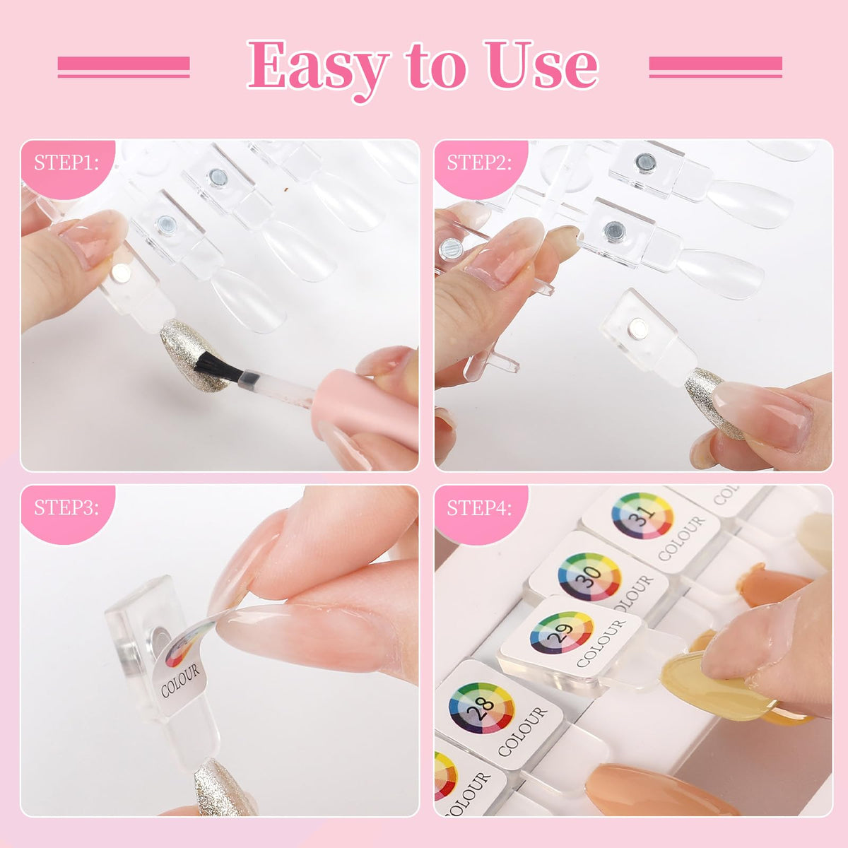 ANGNYA swatch book pages display with four boards for easy shade browsing.