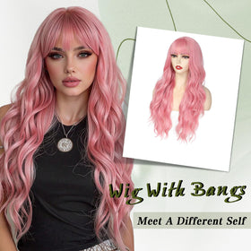Angzon wig with adjustable straps close-up for secure, comfortable fit.