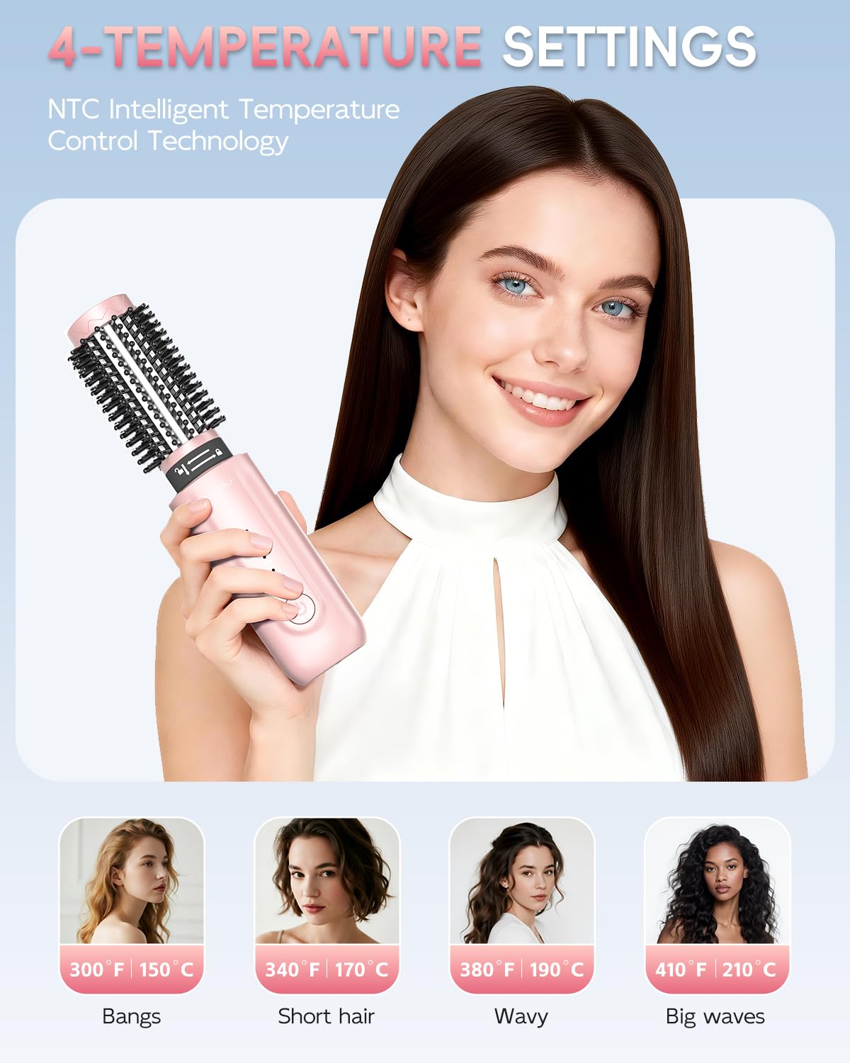 ANI·DIO cordless curling iron brush with 1in barrel for precise curls.